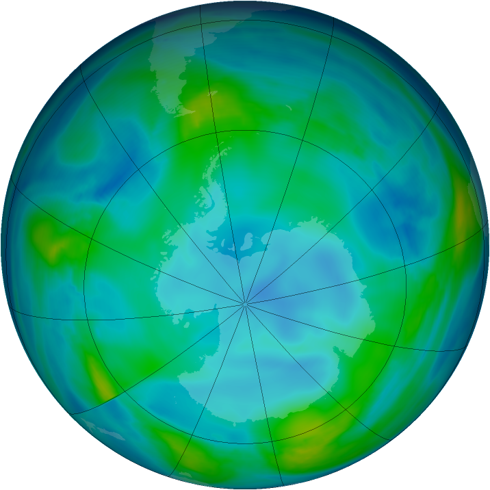 Antarctic ozone map for 21 May 2007